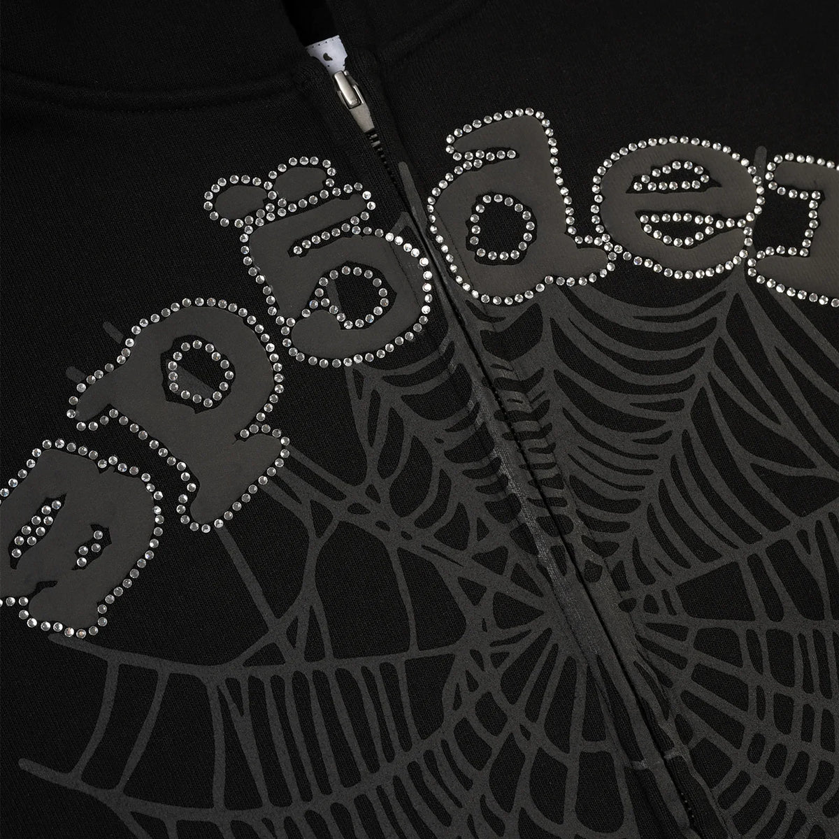 Sp5der OG WEB V2 RHINESTONE ZIP UP Black