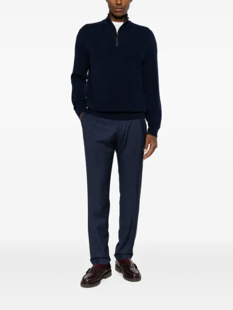 Canali half-zip waffle-knit sweater